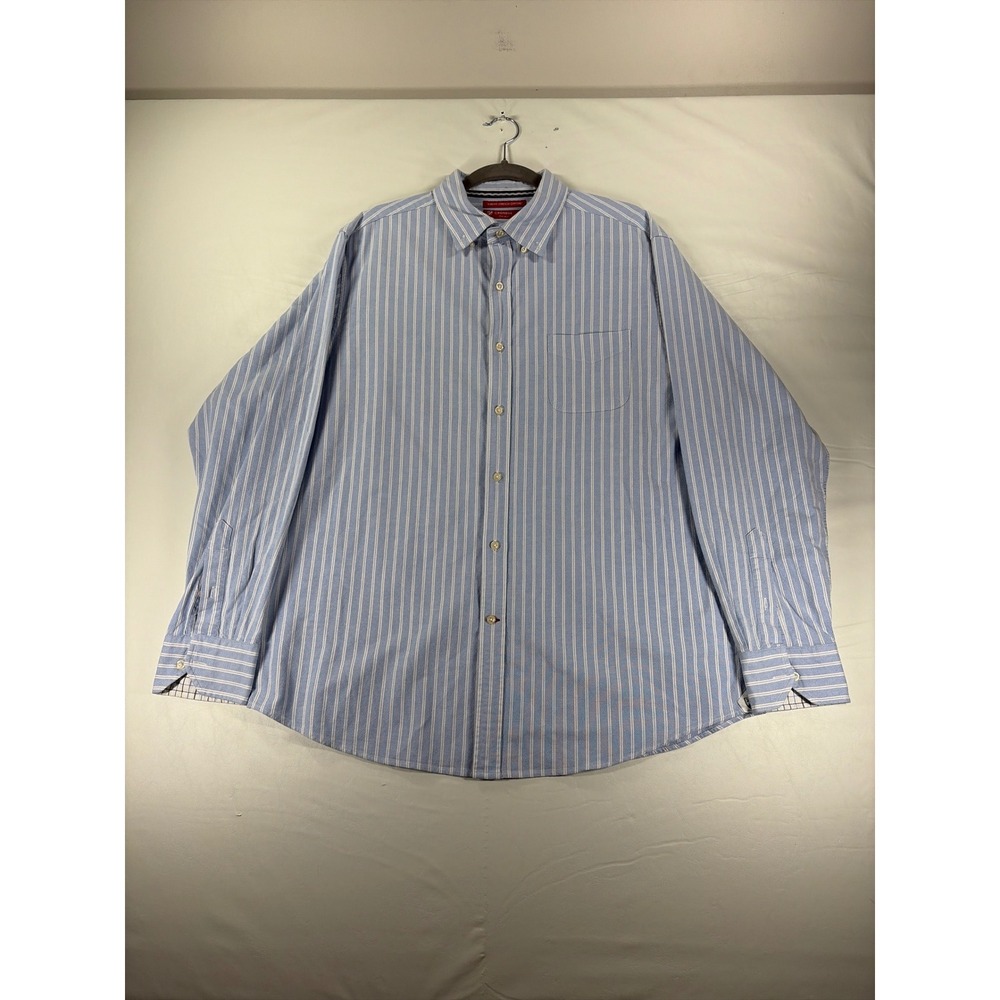Cremieux Classics Slim Fit Stretch Oxford Shirt Blue White Stripe Mens XL